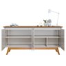 Buffet Aparador Decorativo 4 Portas sem Espelho Cameron Off White/Freijó - Gran Belo - 6