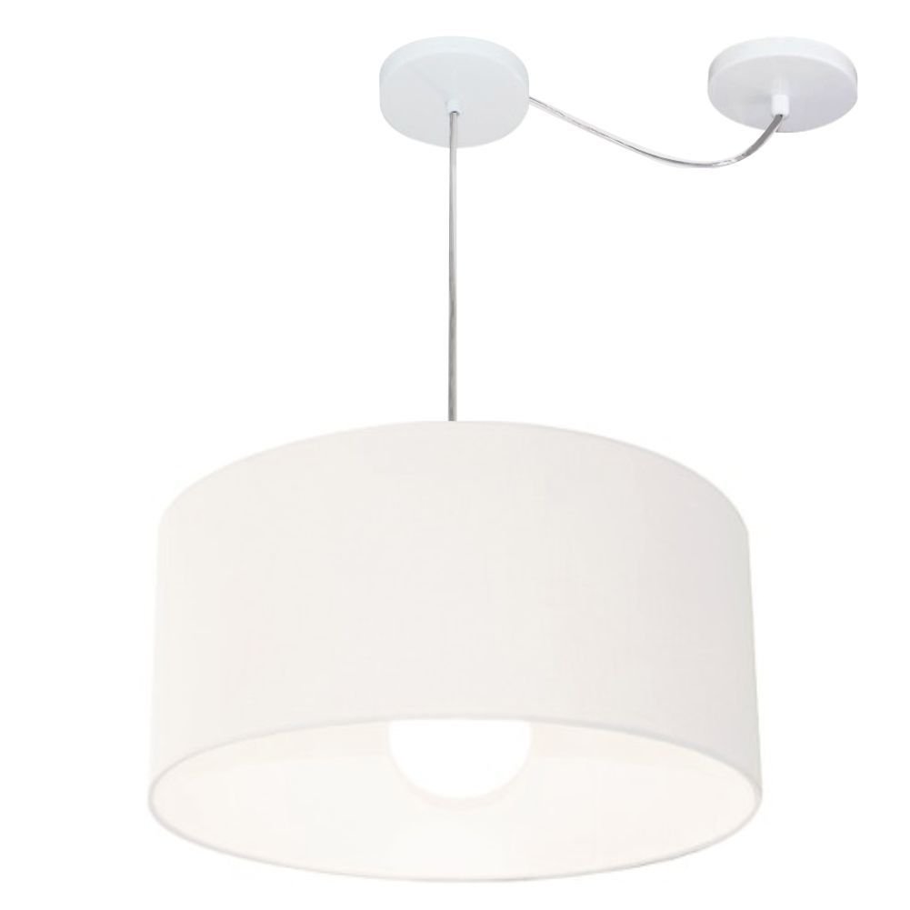 Pendente Cilíndrico Com Desvio Branco MJ-4228 Para Mesa de Jantar e Estar