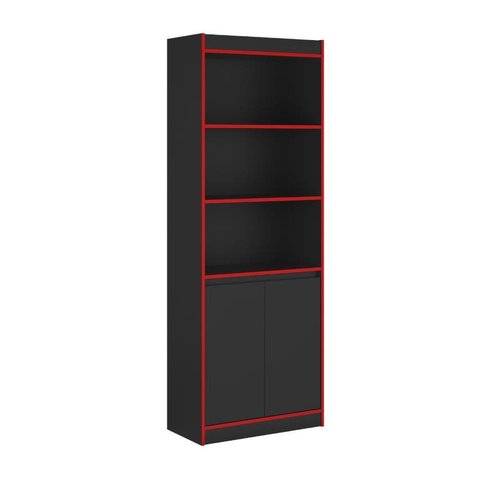 Armário Multiuso / Estante Gamer X Cor Preto Fosco / Vermelho