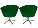 Ver imagem 1 de Kit 2 Poltronas Decorativa Pétala Base Giratória Metal Suede Verde Ms Decor