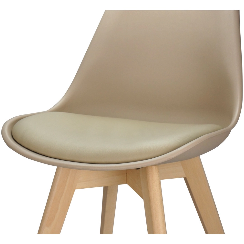 Cadeira Charles Eames Leda Design Wood Estofada Base Madeira Nude - 5