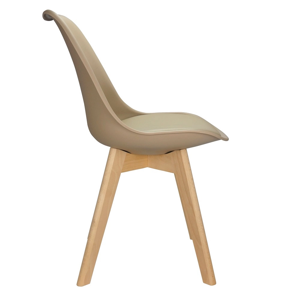 Cadeira Charles Eames Leda Design Wood Estofada Base Madeira Nude - 3