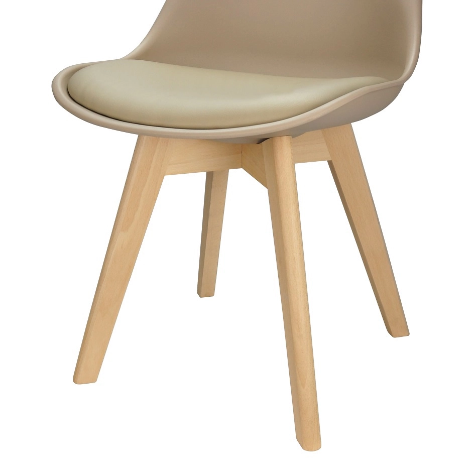 Cadeira Charles Eames Leda Design Wood Estofada Base Madeira Nude - 4
