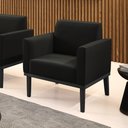 Ver imagem 1 de Poltrona Decorativa Isabella Pés Fixo em Madeira Preto Suede Preto G19 - Gran Belo