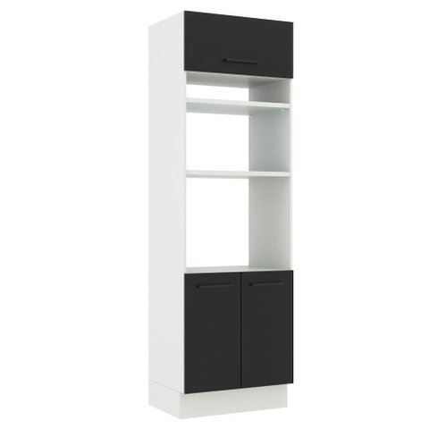 Torre Quente Armário de Cozinha 70 cm 3 Portas Branco/Preto Agata Madesa