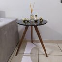 Ver imagem 2 de Mesa Lateral Redonda com Vidro 50x50 Cor Preto Medida 50 Cm Altura