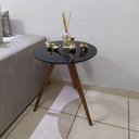 Ver imagem 3 de Mesa Lateral Redonda com Vidro 50x50 Cor Preto Medida 50 Cm Altura