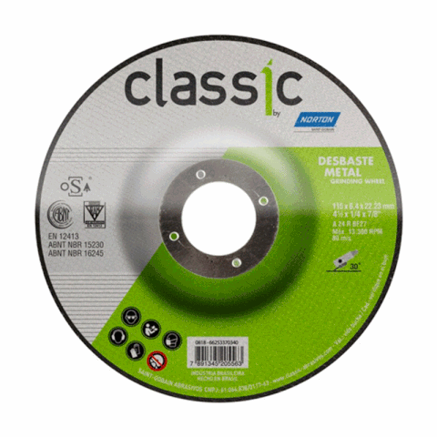 Disco para Desbaste Reforçado 4.1/2" X 1/4 X 7/8 Classic - Norton Bda600