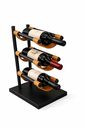 Ver imagem 1 de Adega de Mesa Suporte Para 3 Garrafas Vinho Aço e Couro 45cm