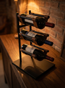 Ver imagem 7 de Adega de Mesa Suporte Para 3 Garrafas Vinho Aço e Couro 45cm