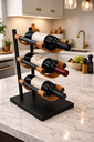 Ver imagem 5 de Adega de Mesa Suporte Para 3 Garrafas Vinho Aço e Couro 45cm