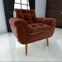 Ver imagem 3 de Poltrona Decorativa Confortável Pés em Madeira Maciça Xangai Veludo Ferrugem Matrix