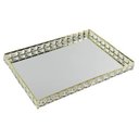 Ver imagem 1 de Bandeja Decorativa Retangular Dourado Cristal com Espelho 40cm Kv0248 Btc