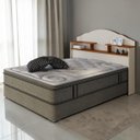 Ver imagem 4 de Cabeceira Box Casal Evelyn 140cm com Nicho e Prateleiras Organizador para Quarto:Off White/Canela