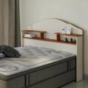 Ver imagem 1 de Cabeceira Box Casal Evelyn 140cm com Nicho e Prateleiras Organizador para Quarto:Off White/Canela