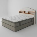 Ver imagem 2 de Cabeceira Box Casal Evelyn 140cm com Nicho e Prateleiras Organizador para Quarto:Off White/Canela