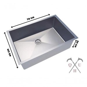 Cuba Pia Inox Quadrada E Válvula 70 X 40 Cm