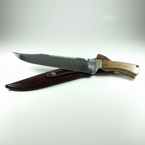 Faca Gaúcha Sobrevivência Rambo Três Listras Full Tang Inox Madeira