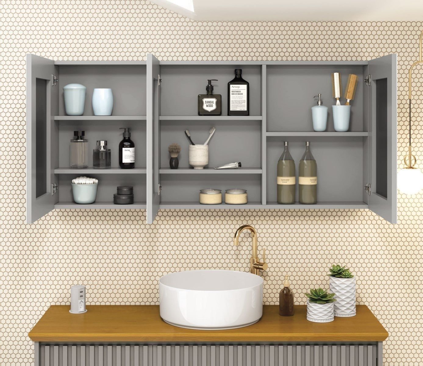 Espelheira Conexion 120cm Cinza Suspensa - 3