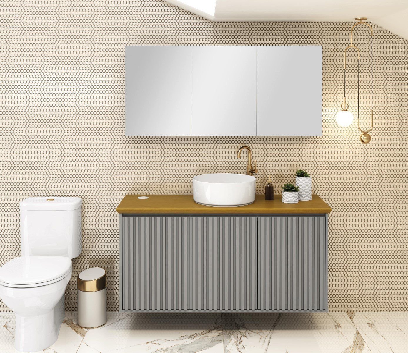 Ver imagem 4 de Espelheira Conexion 120cm Cinza Suspensa