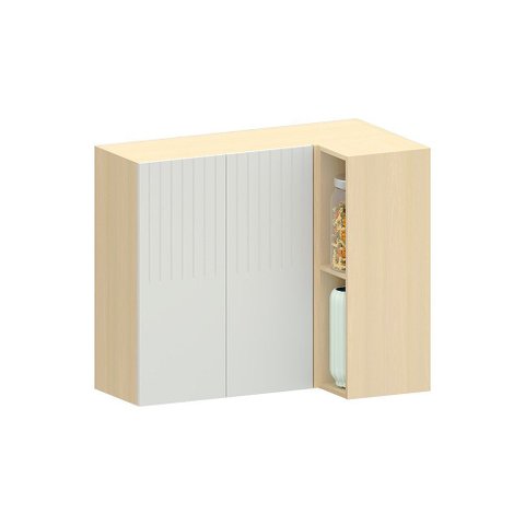 Armário Aéreo 100% MDF Canto Reto 2 Portas com Nicho 95cm Aura Luciane Móveis