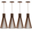 Ver imagem 1 de Kit 4 Luminárias de Teto Pendentes Iluminação Decorativa Cone Mdf E27 Tiffany Dital
