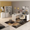 Ver imagem 1 de Kit para Escritório 4 Peças com Mesa em L Estantes e Balcão Cor:branco