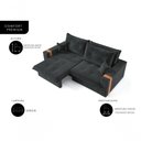 Ver imagem 5 de Sofá-Cama Ipanema 3 Lugares Retrátil e Reclinável 200cm Preto Suede