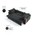Ver imagem 2 de Sofá-Cama Ipanema 3 Lugares Retrátil e Reclinável 200cm Preto Suede