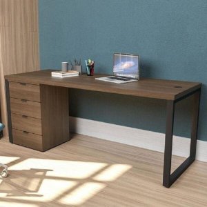 Mesa para Escritório Diretor com Gaveteiro 190cm Frame Office 
