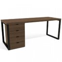 Ver imagem 2 de Escrivaninha com Gaveteiro Industrial 4 Gavetas e Passa-Cabos 190x70cm Frame Office Espresso Móveis Carvalho/Munique