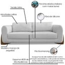 Ver imagem 3 de Sofa Jolie 3 Lugares 220cm Pes Boomerang Linho 214 Grigio Ezz