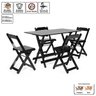 Jogo de Mesa 1,20x70 com 4 Cadeiras Dobráveis de Madeira Cor Preto - Móveis Britz - 3