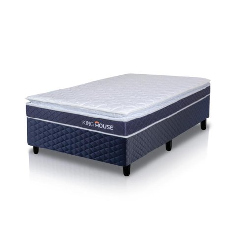 Cama Box Azul Durban Azul D28 Solteirão 96x203 - King House
