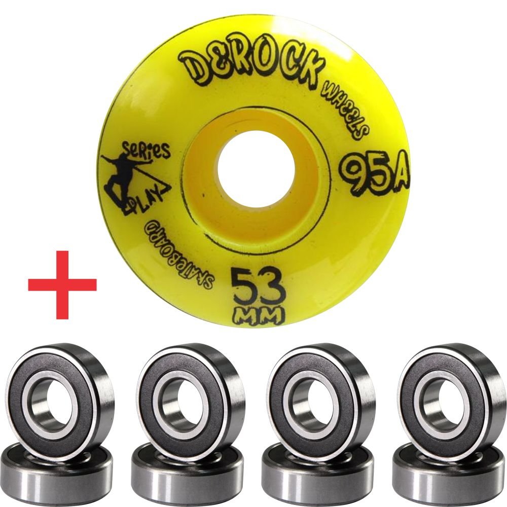 Roda De Skate Derock 53mm 95A Play + Rolamento - Play 53mm Amarelo - 2