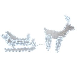 Rena com Trenó Iluminado LED 280 Lâmpadas Branco 1,20m 127V - Master Christmas - 1