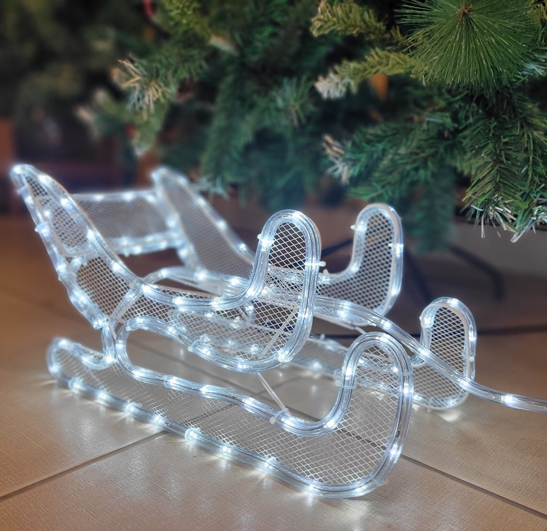 Rena com Trenó Iluminado LED 280 Lâmpadas Branco 1,20m 127V - Master Christmas - 7