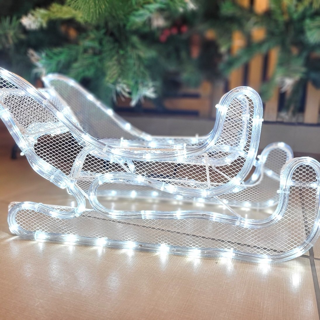 Rena com Trenó Iluminado LED 280 Lâmpadas Branco 1,20m 127V - Master Christmas - 6
