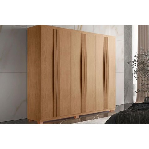 Guarda Roupa Casal 6 Portas e 2 Gavetas C/ Pés Grécia Naturale - Rufato