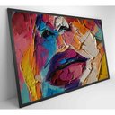 Ver imagem 4 de Quadro Pintura Óleo de Rosto Feminino Medidas 120x80 Cm Impressão Vidro Acrílico