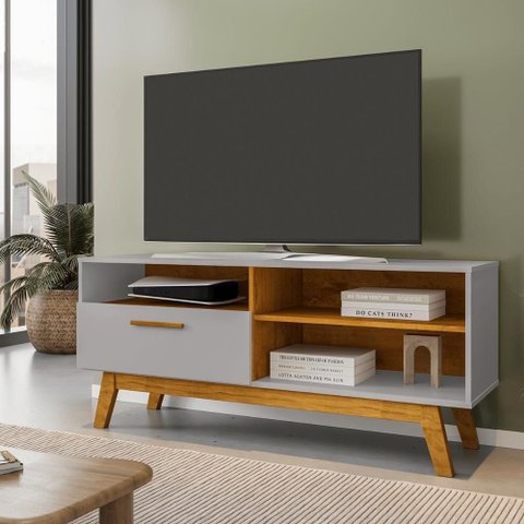Rack Paládio com Divisórias 136cm em MDF-MDP Off White-Naturalle Bechara Móveis