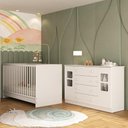 Ver imagem 2 de Berço 3 em 1 com Colchão Incluso e Cômoda 2 Portas 4 Gavetas Brisa Multimóveis Mp4755 Branco