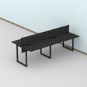 Ver imagem 1 de Plataforma Dupla Escrivaninha Tub Corporativa Light 4 Lugares 200cm Industrial Preto