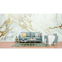 Ver imagem 1 de Papel de Parede Painel 3D Mármore Branco com Ouro 4M Auto Colante Lavável Revestimento Brilhoso