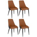 Ver imagem 1 de Kit 4 Cadeiras de Jantar Estofada Torino Design Italiano Costuras Geométricas Base em Metal -