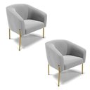 Ver imagem 1 de Cadeira Sala de Jantar Pé de Ferro Dourado Kit 2 Stella Suede D03 - D'Rossi Cor Cinza