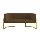 Ver imagem 4 de Sofá Namoradeira 2 Lugares Moderna Base Metal Gold – Balaqui Cor:marrom
