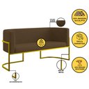 Ver imagem 2 de Sofá Namoradeira 2 Lugares Moderna Base Metal Gold – Balaqui Cor:marrom