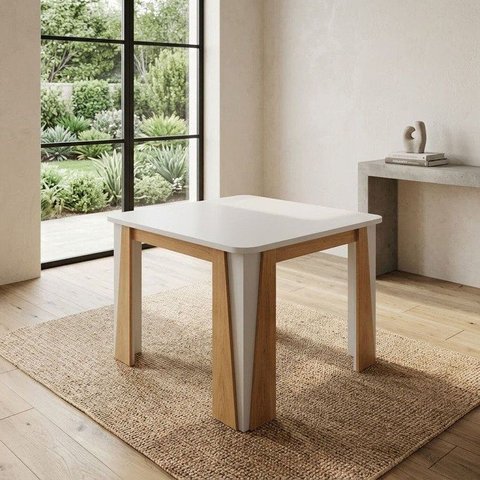 Mesa para Sala de Jantar 4 Lugares Opera Marrom/Marromle/Off-White