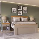 Ver imagem 2 de Conjunto Cama de Casal e 2 Mesas de Cabeceira England em MDF Corda/Freijó